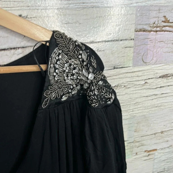 Miss selfridge dress black sparkly size medium  ruffle - Picture 6 of 9